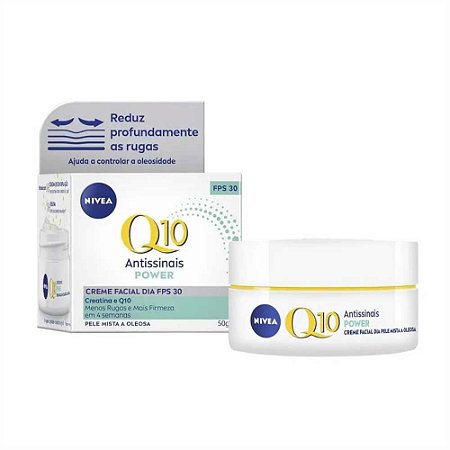 CREME FACIAL DIA ANTISSINAIS POWER PELE MISTA A OLEOSA Q10 50G NIVEA
