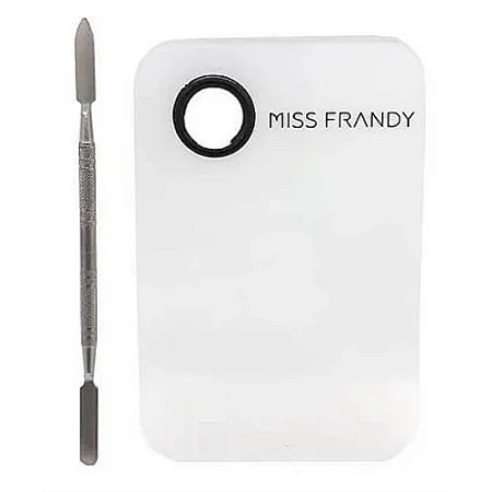 PLACA E ESPÁTULA EM AÇO INOX PARA MAQUIAGEM GRANDE KM22-0226 MISS FRANDY