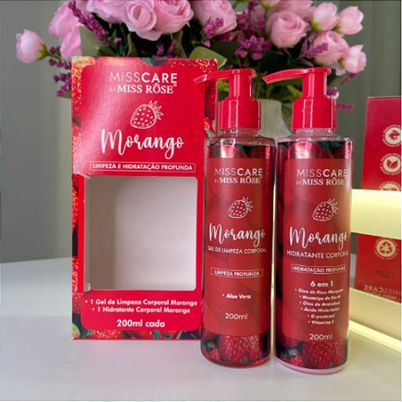 KIT LIMPEZA E HIDRATANTE MORANGO MISS RÔSE