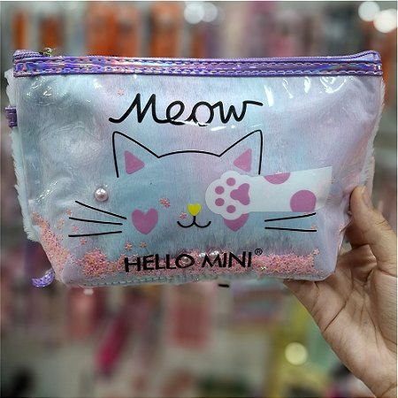 NECESSAIRE GATO TEXTURA PELINHOS HM1480 HELLO MINI