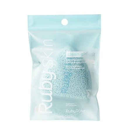 ESPONJA ESFOLIANTE LIMPEZA FACIAL E CORPORAL RUBY SKIN AZUL RUBY ROSE