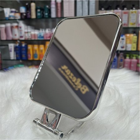 ESPELHO DE MESA RETANGULAR DUPLA FACE FA608 PRATA