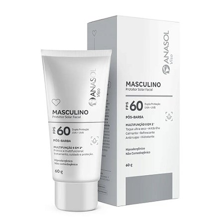 PROTETOR SOLAR FACIAL MASCULINO MULTIFUNCIONAL 8 EM 1 60G FPS 60 0398 ANASOL