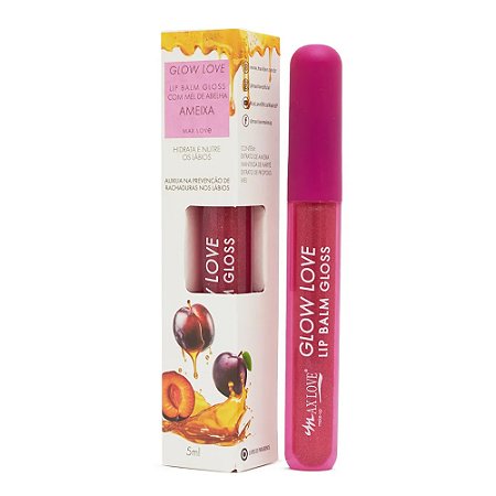 LIP BALM GLOSS COM MEL DE ABELHA AMEIXA 416 GLOW LOVE MAX LOVE