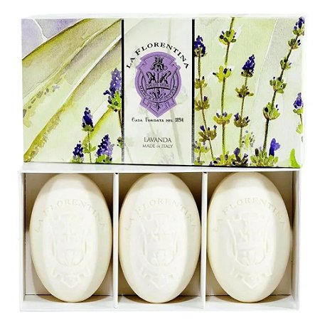 CAIXA 3 SABONETES EM BARRA LAVANDA 1633 LA FLORENTINA