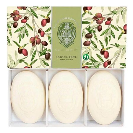 CAIXA 3 SABONETES EM BARRA OLIVO IN FIORE 0823 LA FLORENTINA