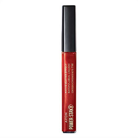 BATOM LÍQUIDO MATTE GLITTER EFFECT POWER STAY CEREJA BRILHANTE AVON