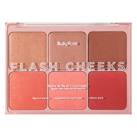 PALETA DE BLUSH E ILUMINADOR FLASH CHEEKS HB-M1000 RUBY ROSE