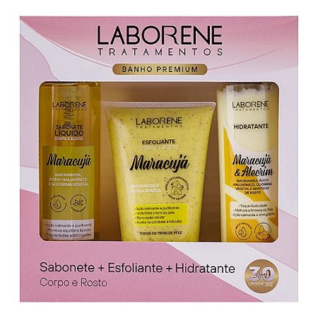 KIT PRESENTE BANHO PREMIUM 3 ITENS MARACUJÁ LABORENE