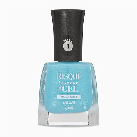 ESMALTE COM GLITTER DIAMOND GEL AZUL CAPRI RISQUÉ