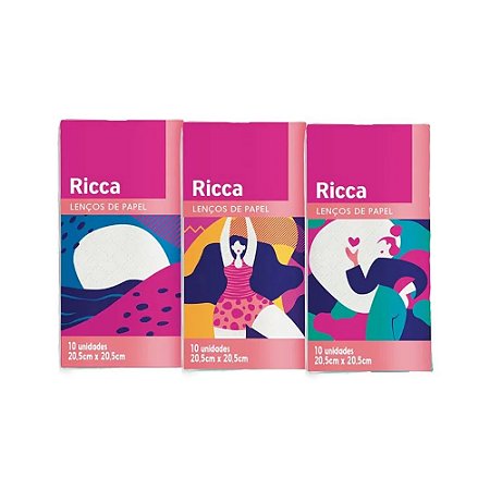 LENÇOS DE PAPEL FOLHAS TRIPLAS 10 UNIDADES 3704 RICCA