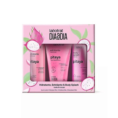 KIT PRESENTE DIA A DIA HIDRATANTE + ESFOLIANTE + BODY SPLASH PITAYA LABOTRAT