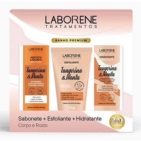 KIT PRESENTE BANHO PREMIUM 3 ITENS TANGERINA E MENTA LABORENE