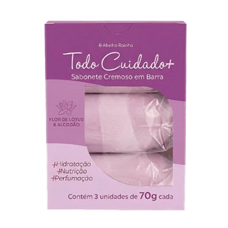 CAIXA 3 SABONETES EM BARRA TODO CUIDADO ABELHA RAINHA