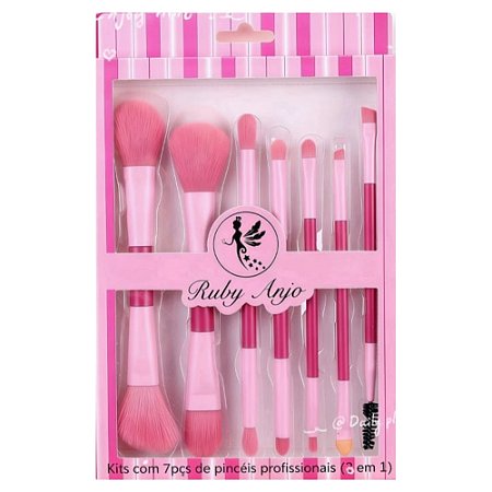 KIT DE 7 PINCÉIS PROFISSIONAIS 2 EM 1 RA-665-1 RUBY ANJO