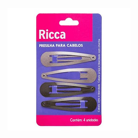PRESILHA TIC TAC METALLIC BRUNETTE COM 4 UNIDADES 1766 RICCA