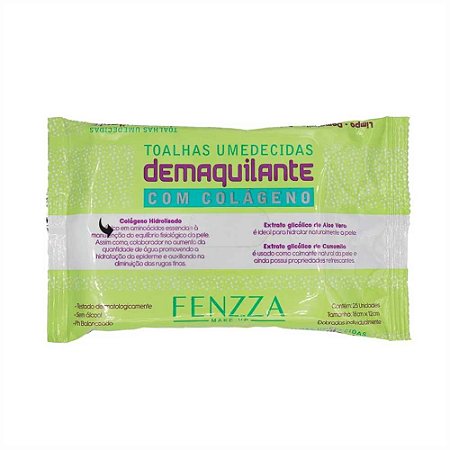TOALHAS UMEDECIDAS DEMAQUILANTE COM COLÁGENO FZ51022 FENZZA