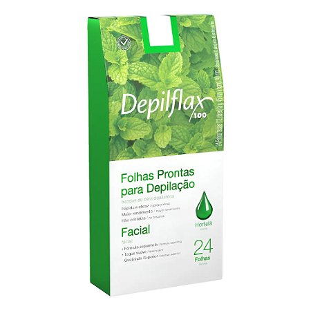 FOLHAS PRONTAS PARA EPILAÇÃO FACIAL HORTELÃ 24 FOLHAS DEPILFLAX