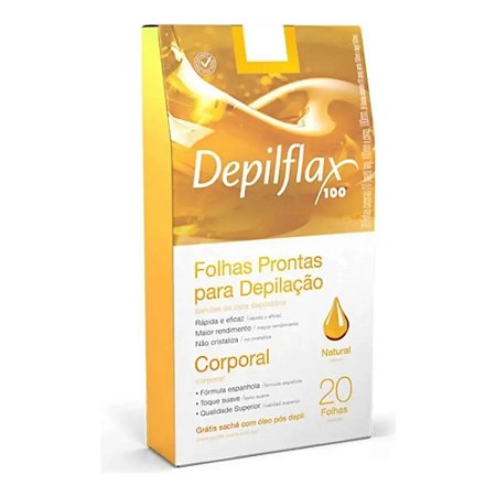 FOLHAS PRONTAS PARA EPILAÇÃO CORPORAL NATURAL 20 FOLHAS DEPILFLAX