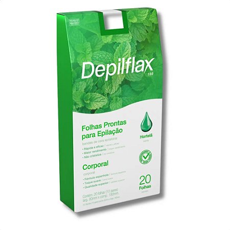 FOLHAS PRONTAS PARA EPILAÇÃO CORPORAL HORTELÃ 20 FOLHAS DEPILFLAX