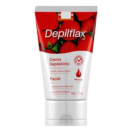 CREME DEPILATÓRIO FACIAL MORANGO 50G DEPILFLAX
