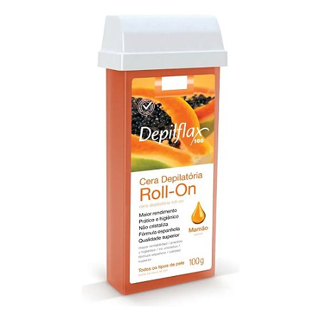 CERA EPILATÓRIA ROLL-ON MAMÃO 100G DEPILFLAX