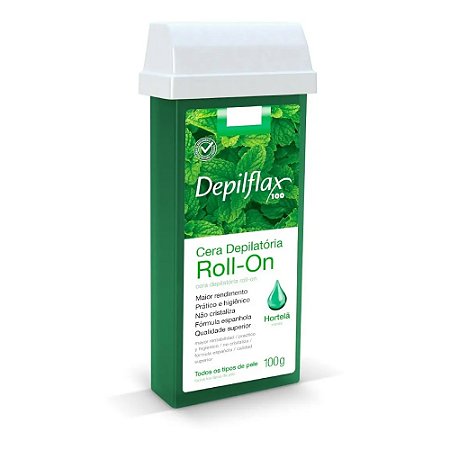 CERA EPILATÓRIA ROLL-ON HORTELÃ 100G DEPILFLAX