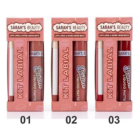 KIT LÁPIS LABIAL + BATOM LÍQUIDO MATTE S6597 SARAH'S BEAUTY