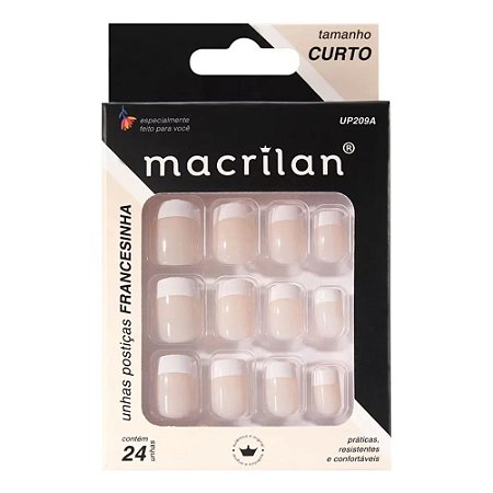 UNHAS POSTIÇAS FRANCESINHA TAMANHO CURTO UP209A MACRILAN