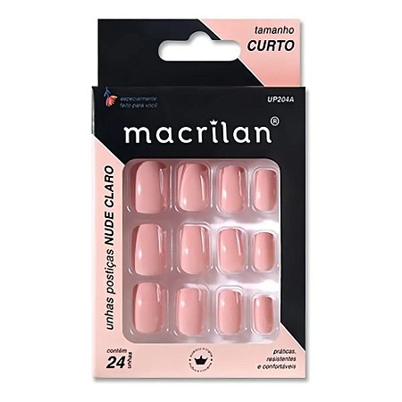 UNHAS POSTIÇAS NUDE CLARO TAMANHO CURTO UP204A MACRILAN