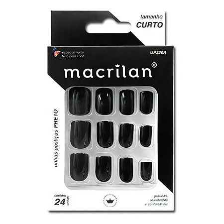 UNHAS POSTIÇAS PRETO TAMANHO CURTO UP220A MACRILAN