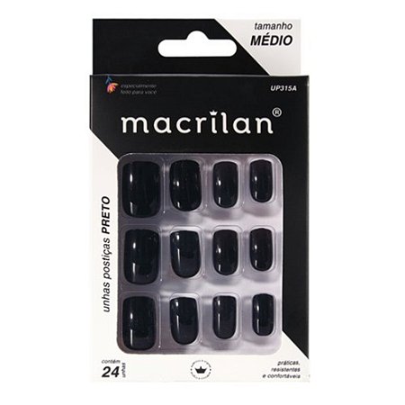 UNHAS POSTIÇAS PRETO TAMANHO MÉDIO UP315A MACRILAN