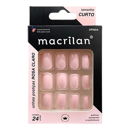 UNHAS POSTIÇAS ROSA CLARO TAMANHO CURTO UP202A MACRILAN