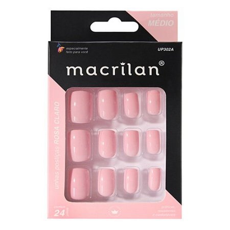 UNHAS POSTIÇAS ROSA CLARO TAMANHO MÉDIO UP302A MACRILAN