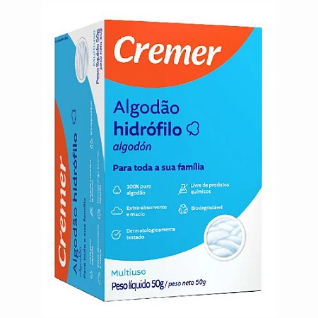 ALGODÃO HIDRÓFILO EM ROLO 50G CREMER