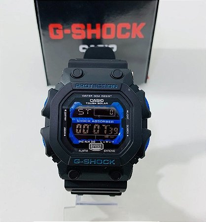 G- shock DW 5600 Preto com azul + Vedação