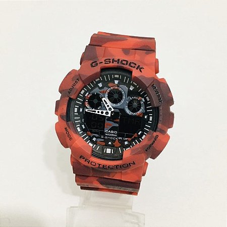 g shock camuflado vermelho
