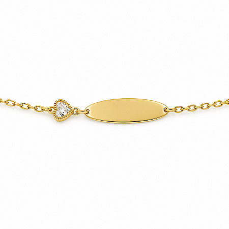 Pulseira Infantil C/ placa para gravar Nome Banhada a Ouro - P770