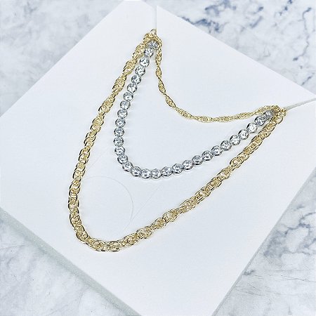 Gargantilha Trio Banhada a Ouro - GARG1240