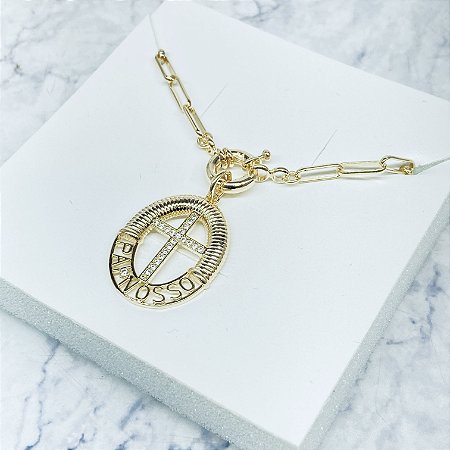 Gargantilha Cruz Banhada a Ouro - GARG1278