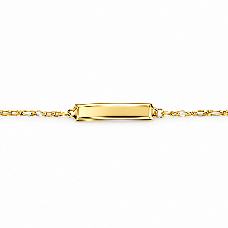Pulseira Infantil C/ placa para gravar Nome Banhada a Ouro - 12cm - P1006