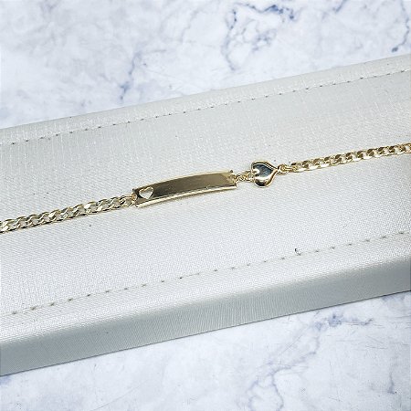 Pulseira Infantil C/ placa para gravar Nome Banhada a Ouro - 14cm - P1010