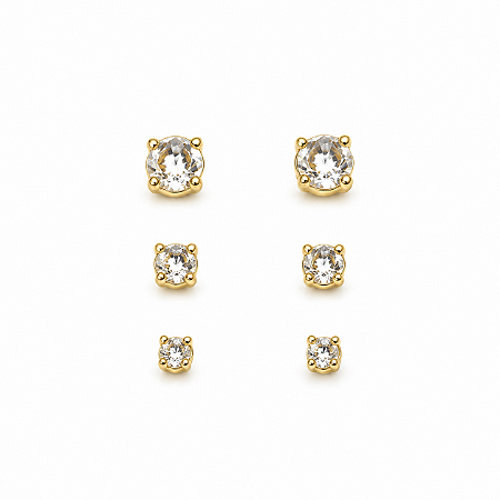 Trio Brincos Banhado a Ouro - BR3584