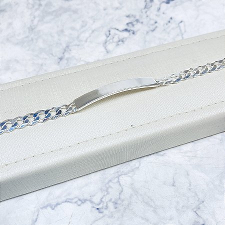 Pulseira C/ placa para gravar Nome Prata - P1077
