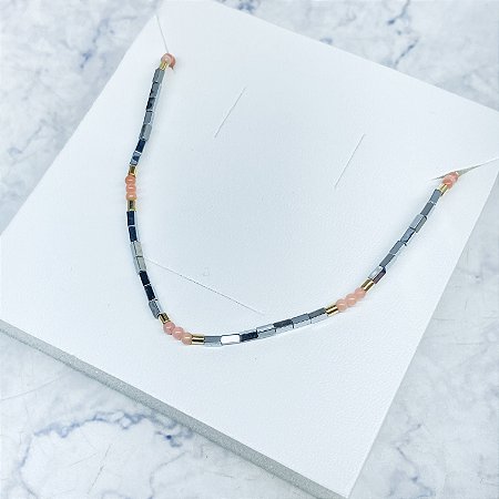 Gargantilha Pedra Natural Banhada a Ouro - GARG1609