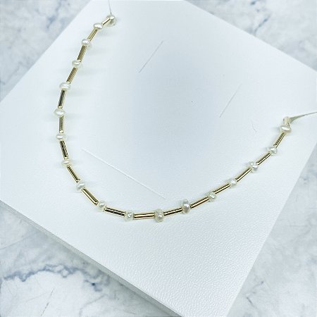 Gargantilha Perola Banhada a Ouro - GARG1612