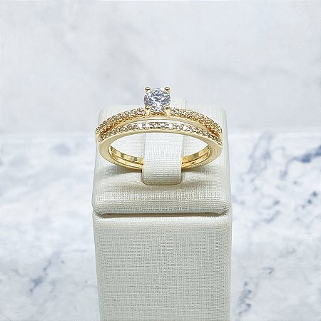 Anel Duplo Banhado a Ouro - AN391