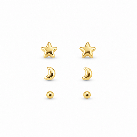 Trio Brincos Banhado a Ouro - BR4070