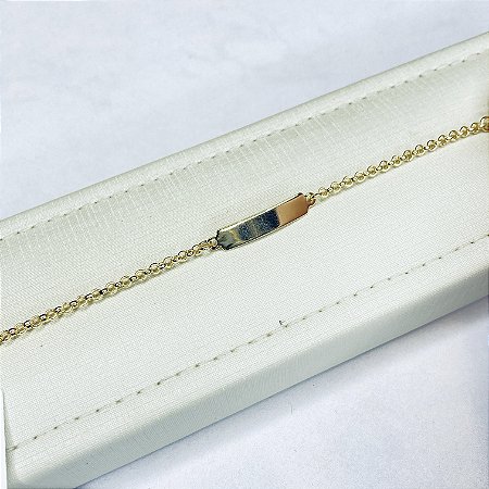 Pulseira Infantil C/ placa para gravar Nome Banhada a Ouro - P1159