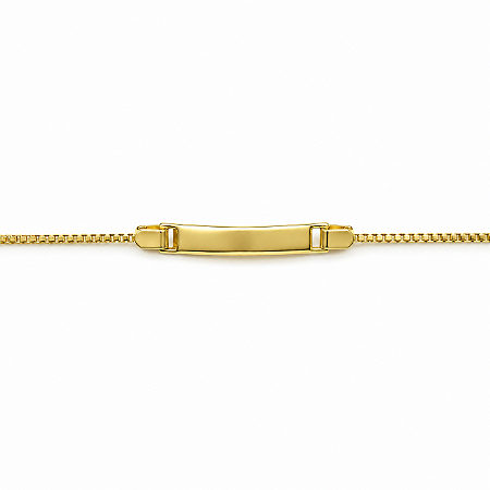 Pulseira Infantil C/ placa para gravar Nome Banhada a Ouro - P1154